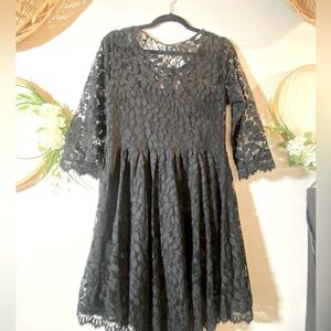 Free people black lace dress boho chic